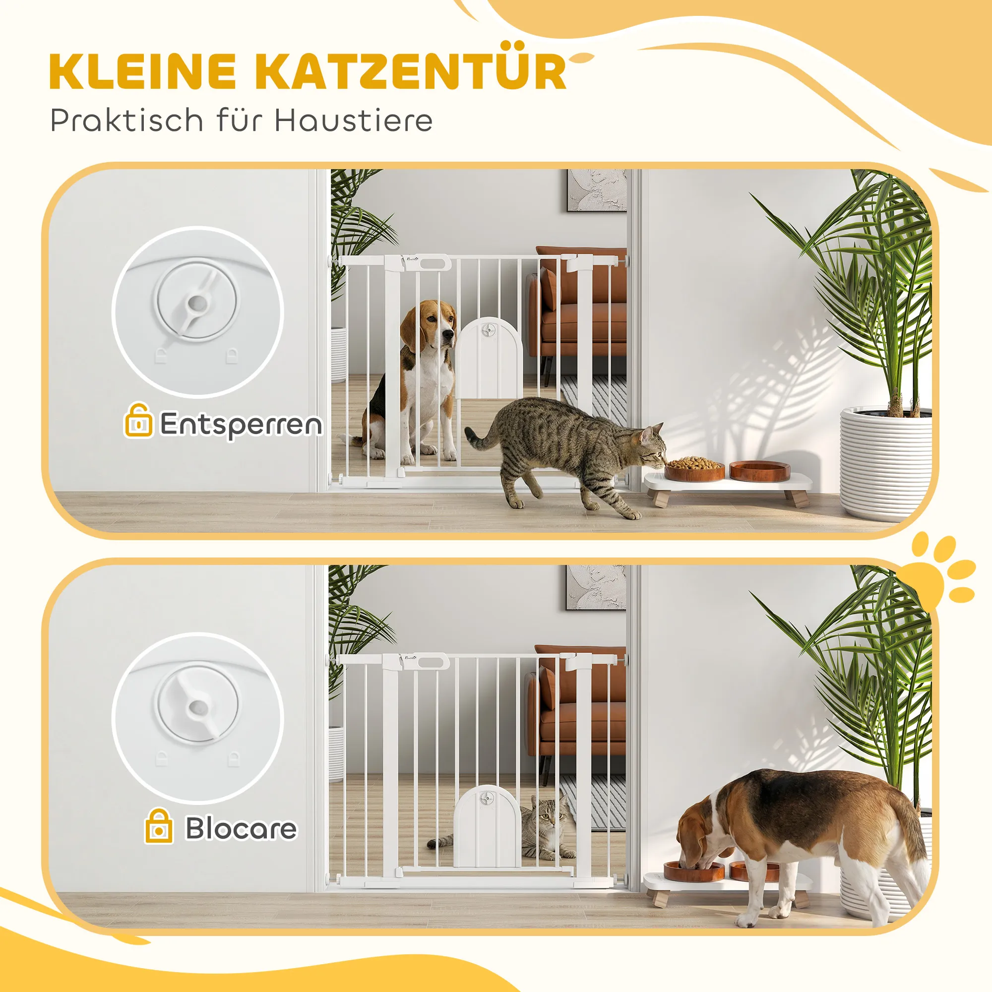 Treppenschutzgitter für Hunde aus Stahl, 75-103 cm, Weiß