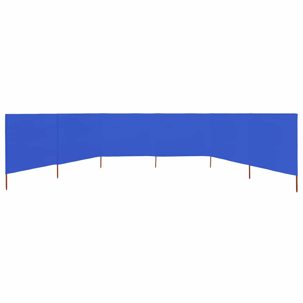 6-teiliger faltbarer Windschutz 800x160 cm in Azurblau mit Massivholzpfählen