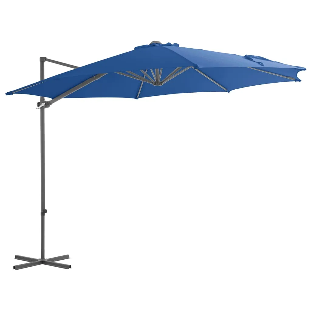 Eleganter Sonnenschirm 300x255 cm in Azurblau mit stabilem Kreuzfuß