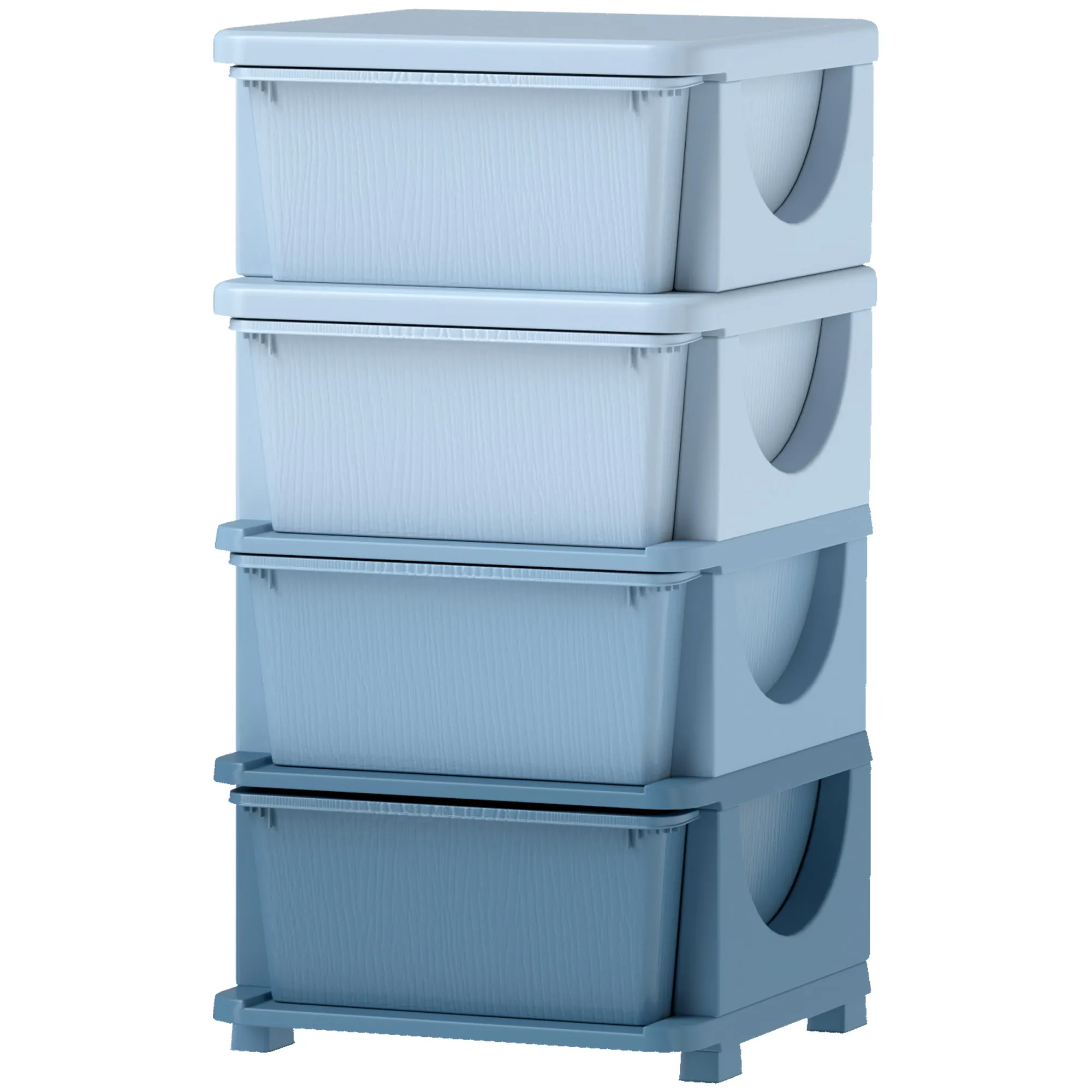 Aufbewahrungsbox Blau 37L x 37B x 76H cm mit 4 Schubladen
