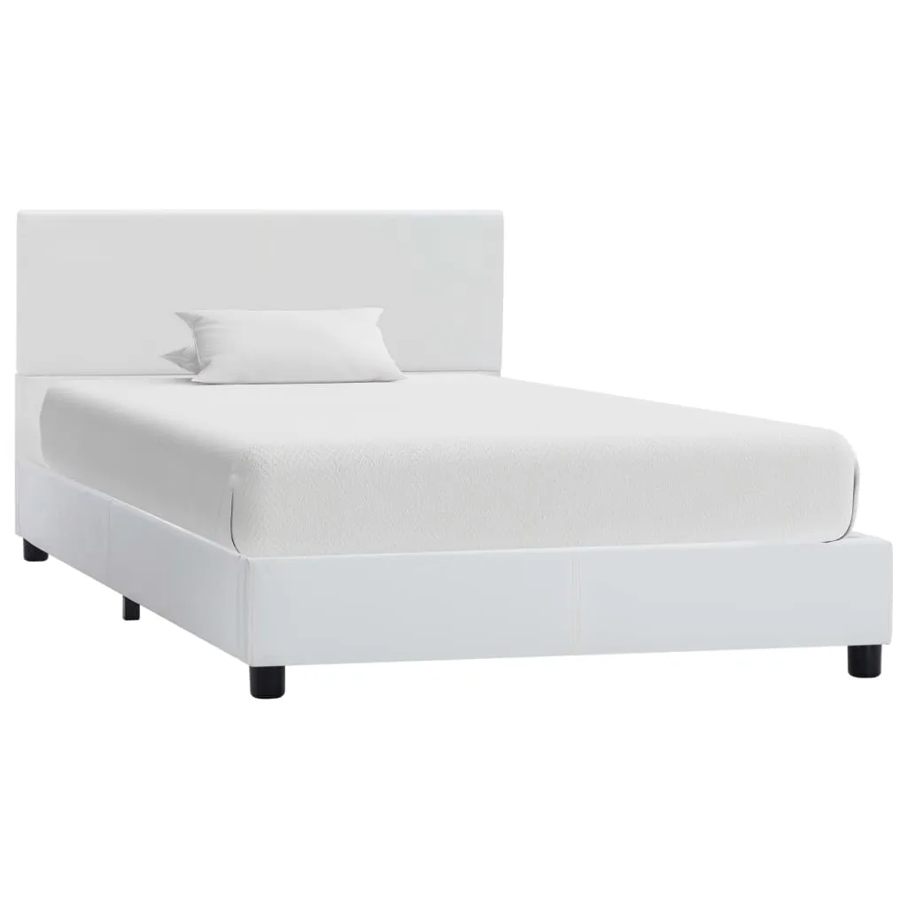 Eleganter weißer Bettrahmen aus MDF mit Kunstleder, 210x94x65 cm