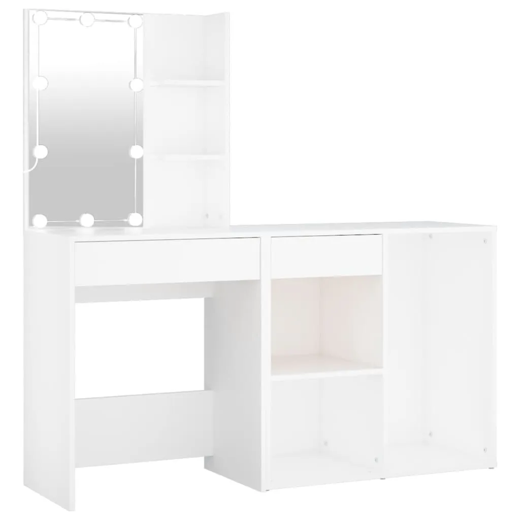 LED-Schminktisch mit Schrank 60x40x140 cm Weiß