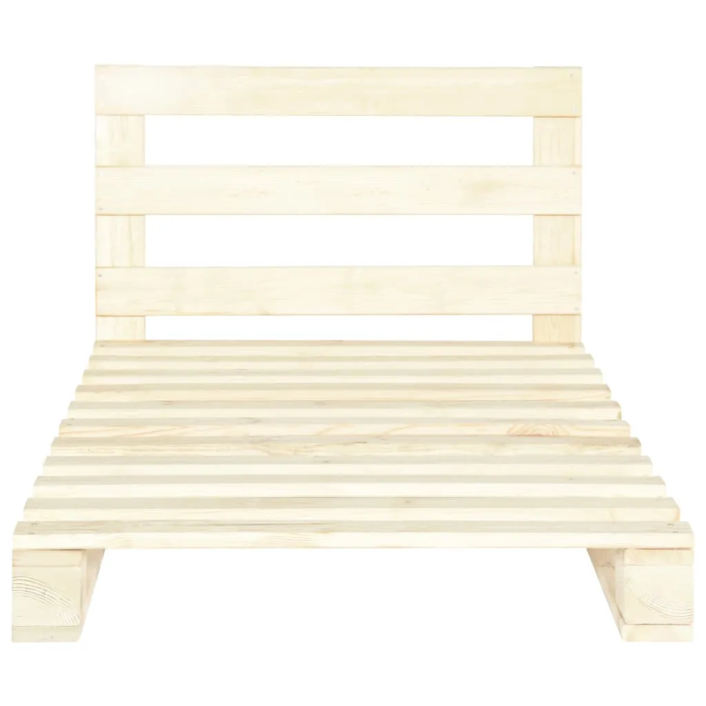 Paletten-Bettrahmen Naturholz 200 x 90 x 65 cm in Natur