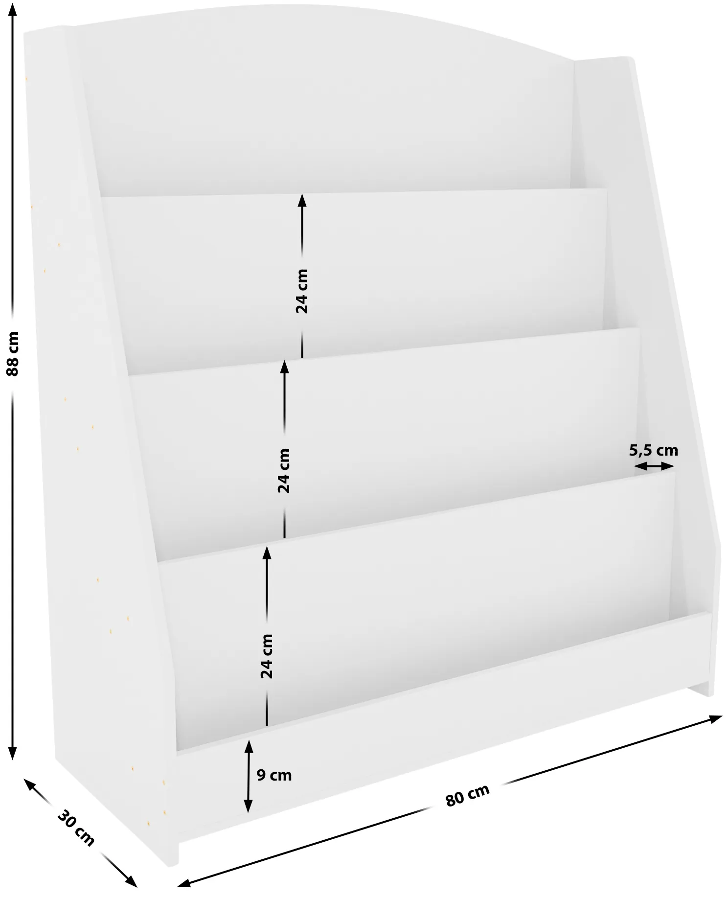 Bücherregal Melfa 88x80x30 cm weiß