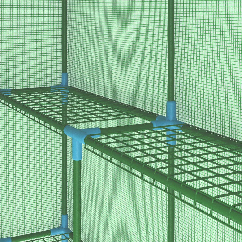 Gewächshaus 143x143x195 cm Grün mit Stahlrahmen und PE-Netzgewebe