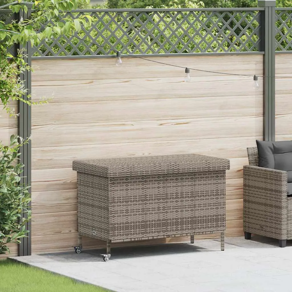 Garten-Aufbewahrungsbox aus PE-Rattan Grau 110x55x73 cm
