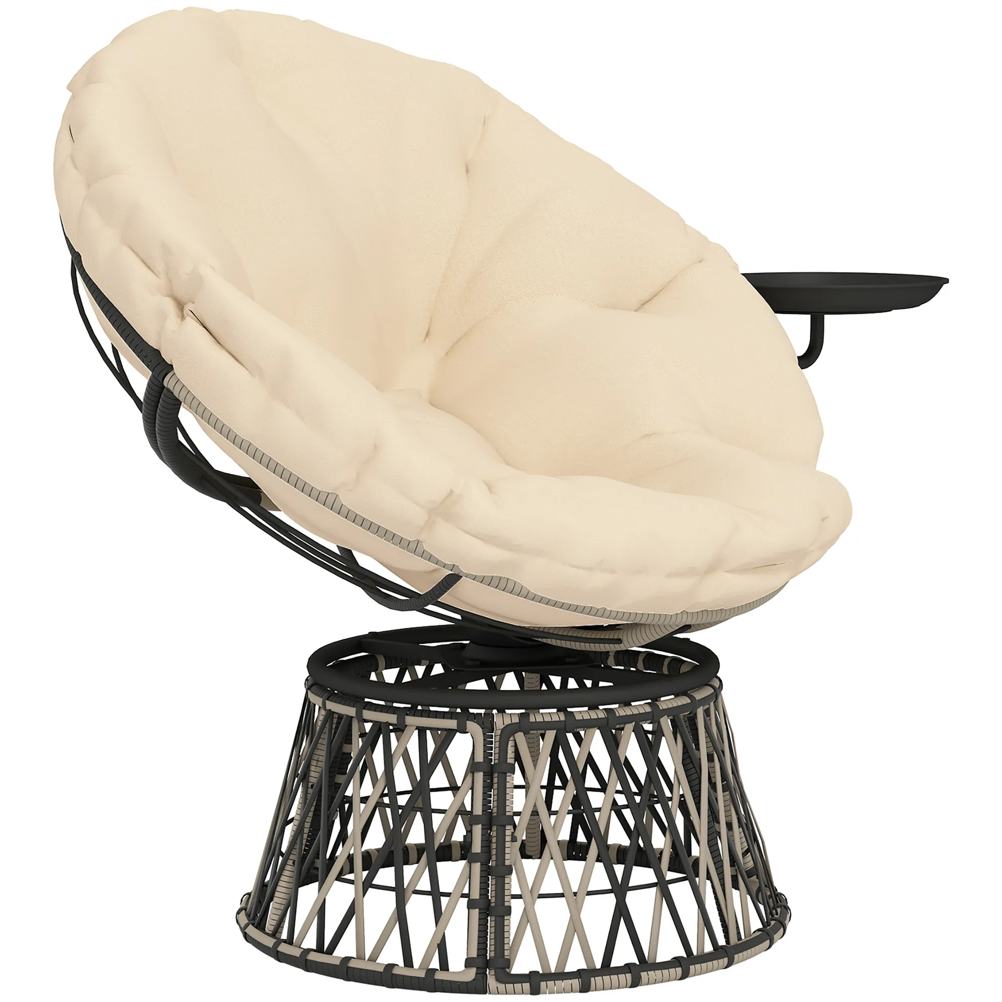 Rattan-Papasansessel Dunkelgrau-Beige 118L x 76B x 88H cm
