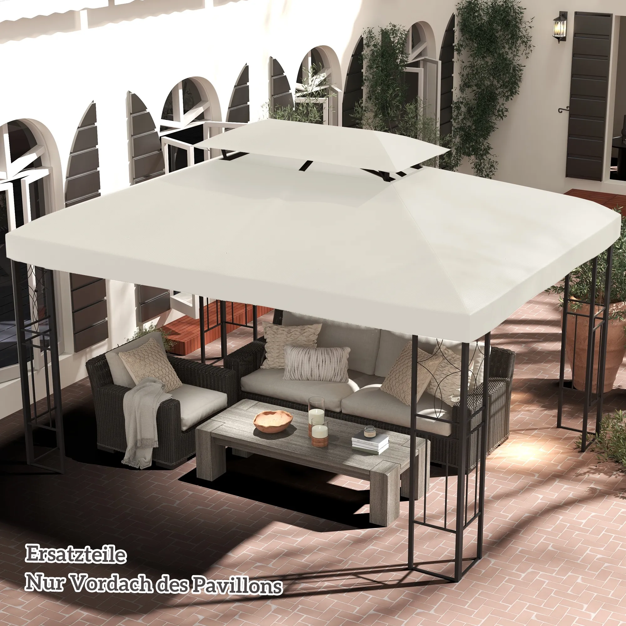 Ersatzdach für Gartenpavillon 4x3m Cremeweiß