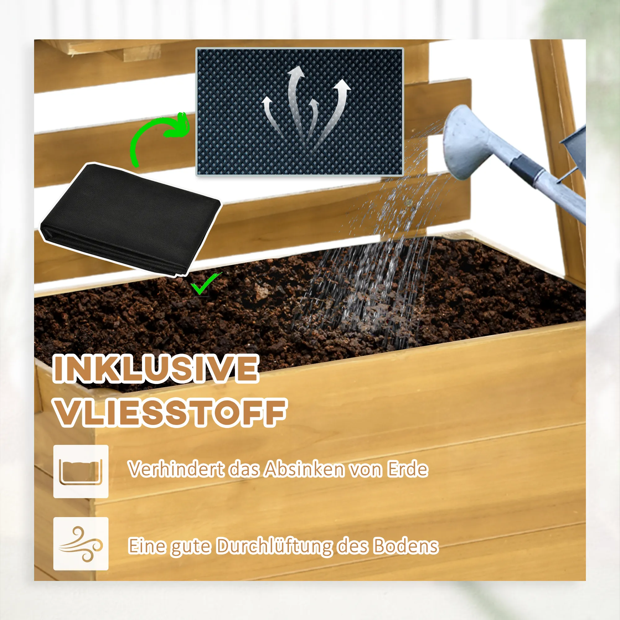 Hochbeet aus Massivholz, Braun 63 B x 39 T x 160 H cm