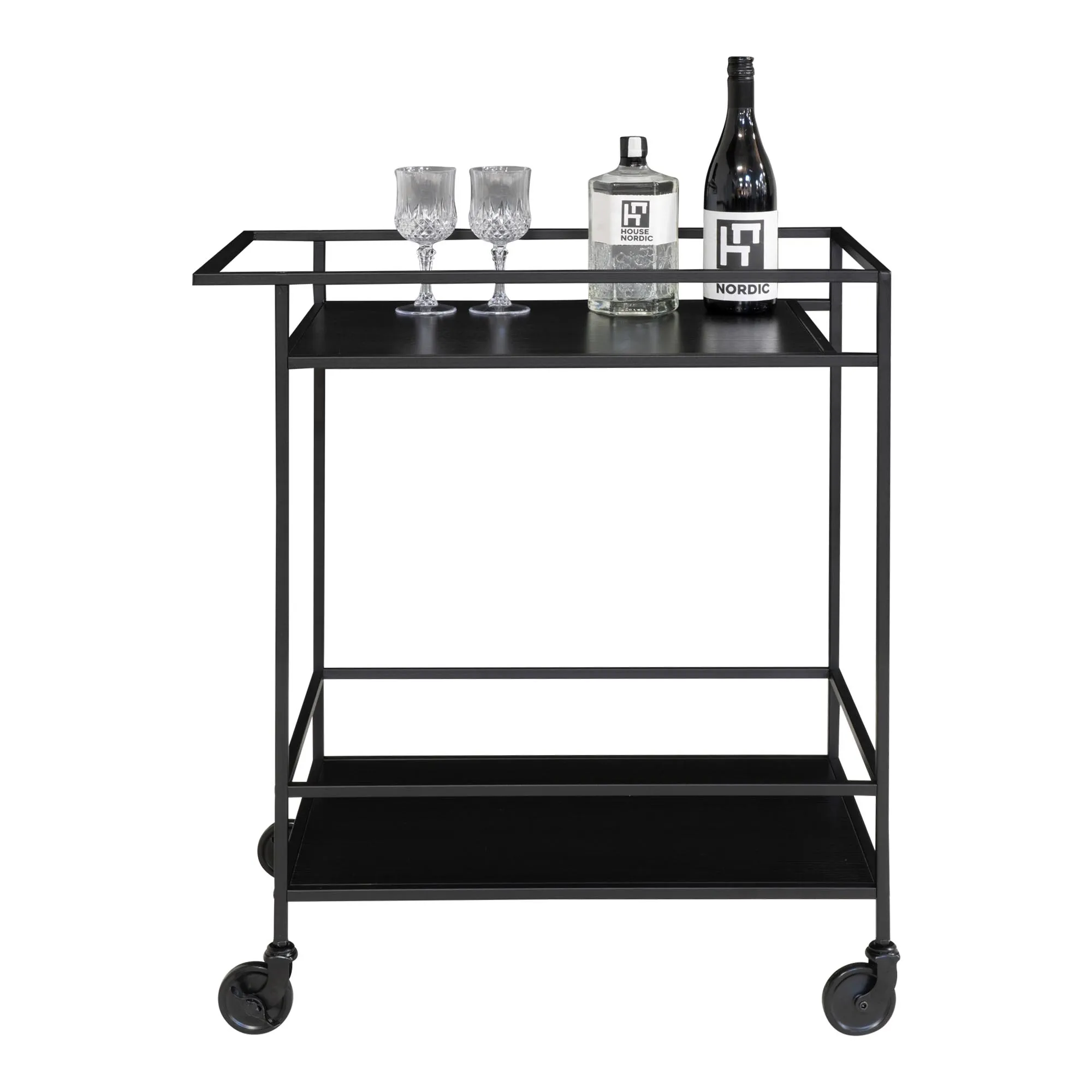 tinkaro Barwagen Vita 2 Regalböden 68x40x79 cm Schwarz