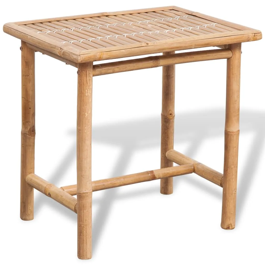 Tisch- und Stuhl-Set Bambus 50x40x50 cm Weiß mit Sitzkissen