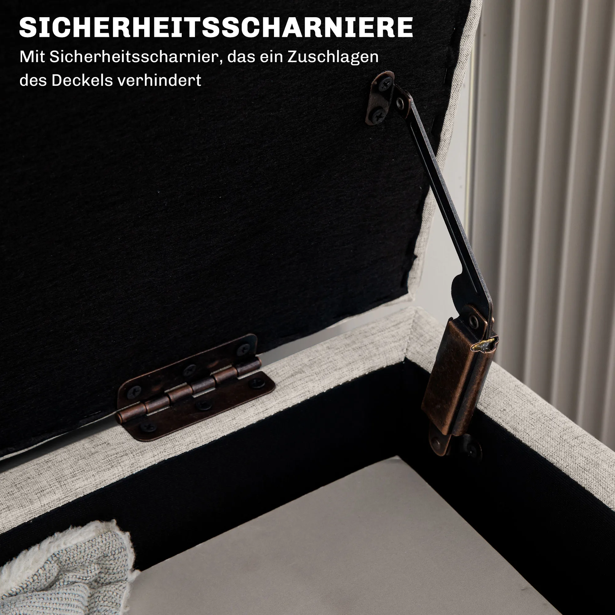 Elegante Sitzbank Beige 110B x 39T x 45H cm mit Stauraum