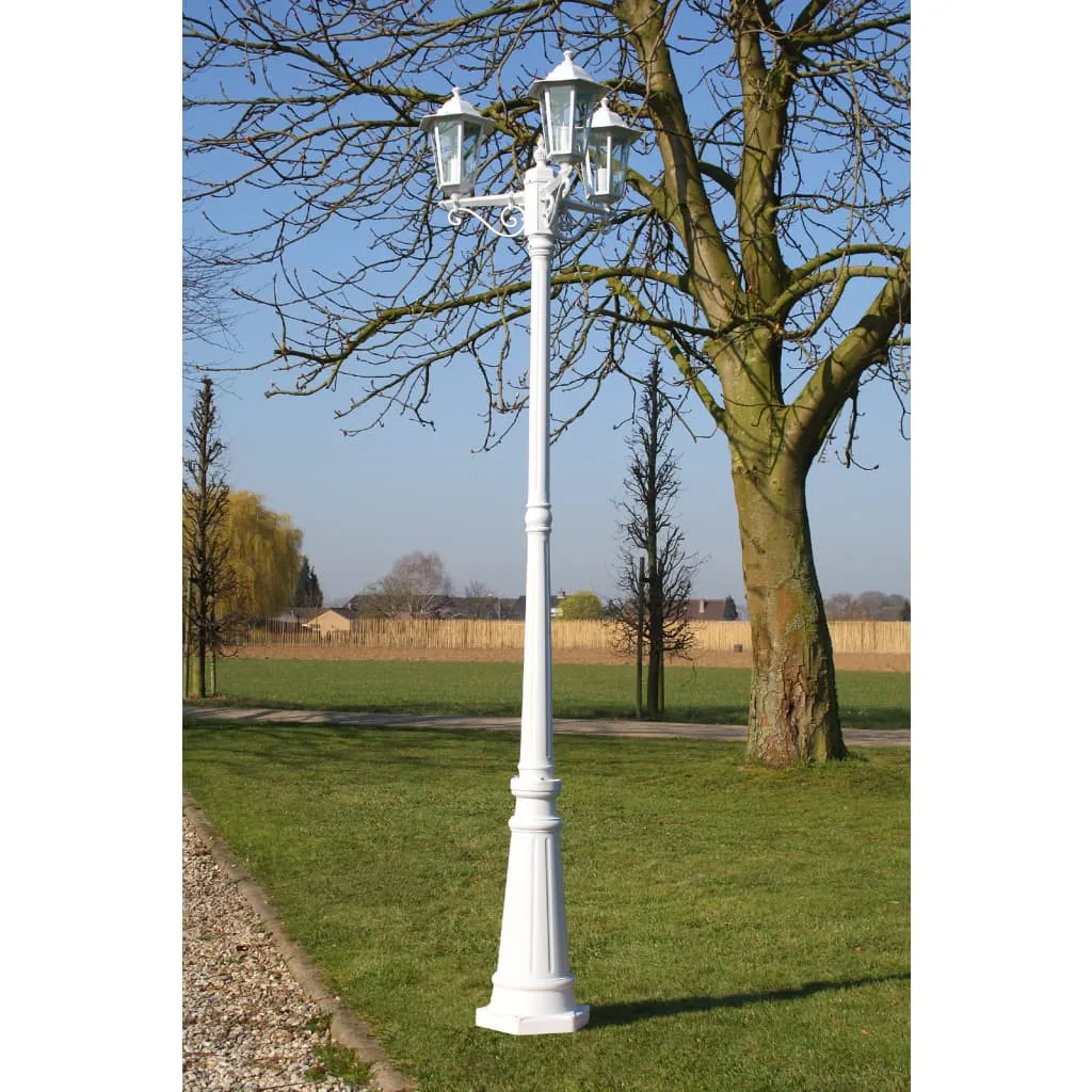 Garten-Mastleuchte 215 cm Weiß mit 3 Lampen und E27-Fassung