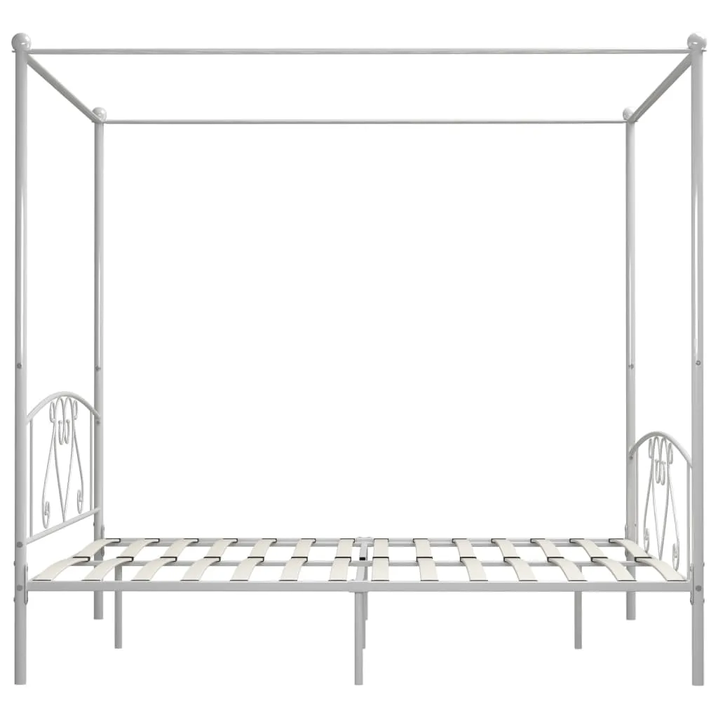 Himmelbett-Gestell Weiß 209x167,5x198 cm Metall