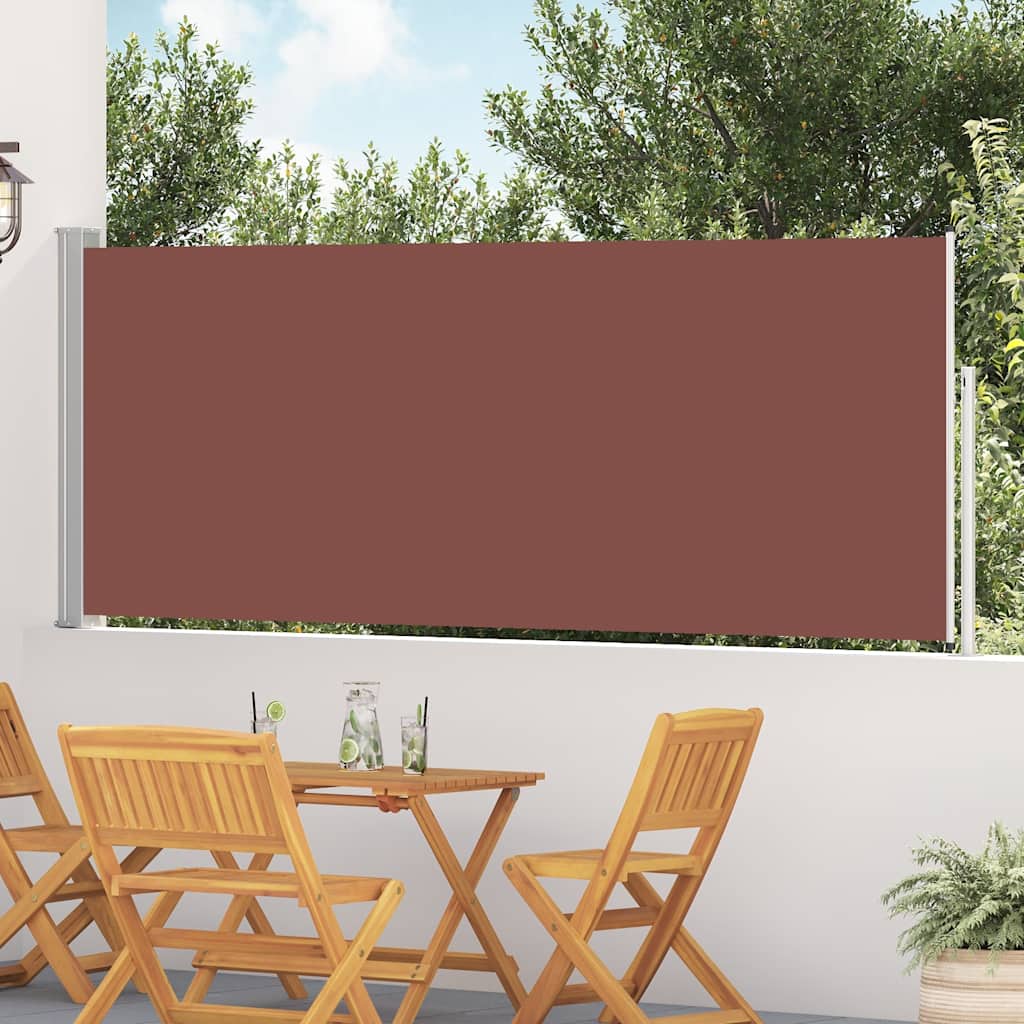 Seitenmarkise 120 x 0-500 cm in Braun mit grauer Stahlabdeckung