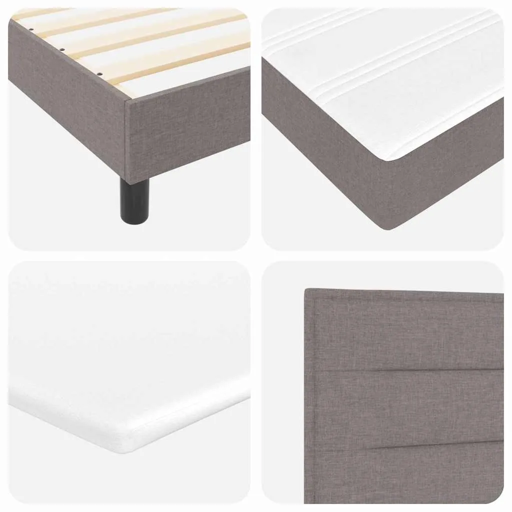 Boxspringbett 200x200 cm Massivholz Kiefer Polyester Taupe