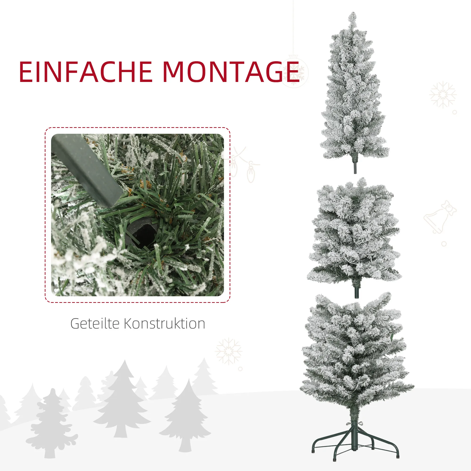 Künstlicher Weihnachtsbaum 180 cm mit LED-Lichterkette Grün-Weiß