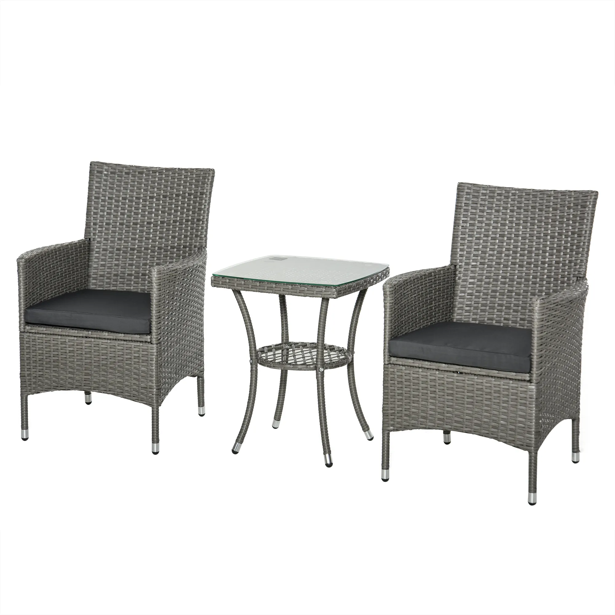 Balkonmöbel-Set 3-teilig Grau, 60x58,5x89,5 cm