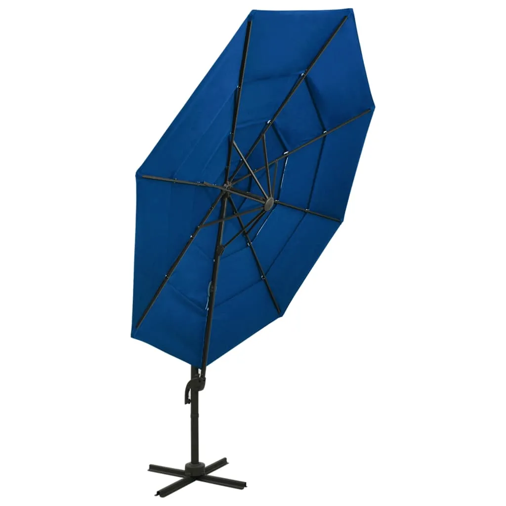 4-lagiger Sonnenschirm Azurblau 300x300x247 cm mit Aluminiumgestell