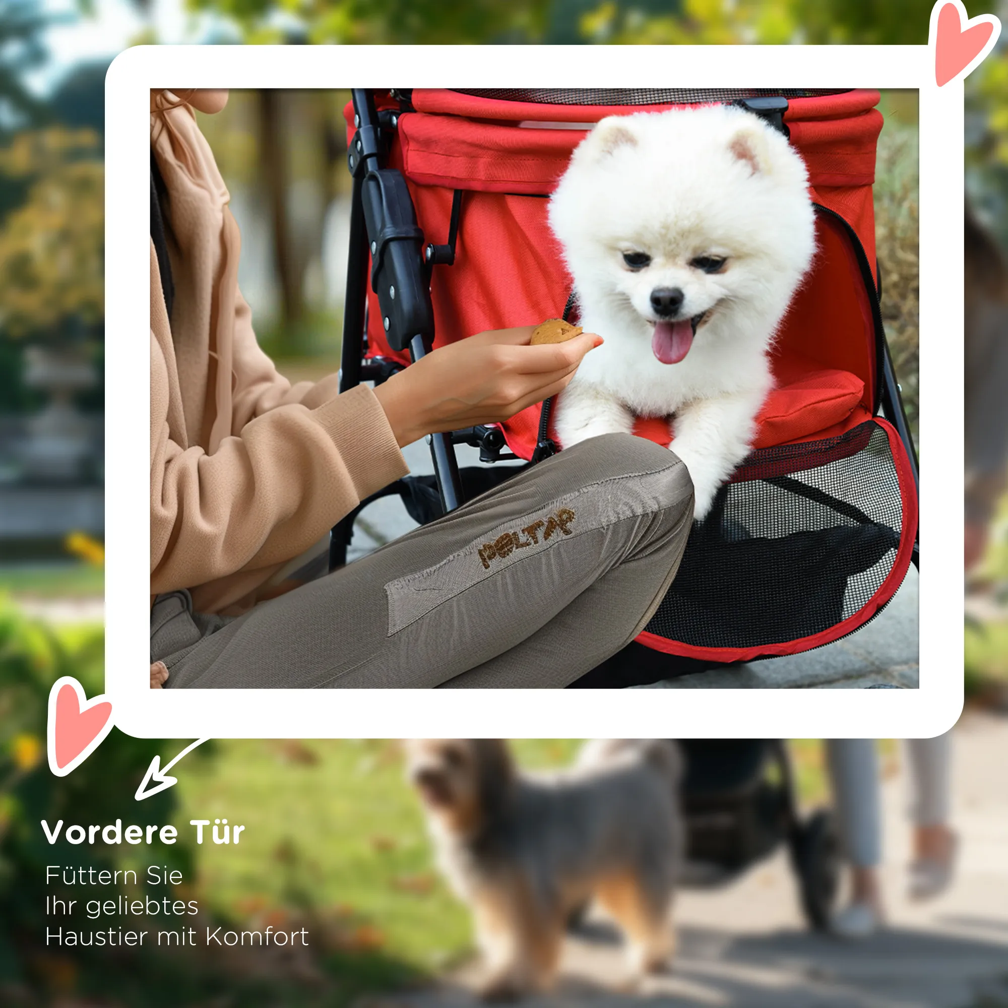 Hundebuggy Rot 67L x 45B x 96H cm für kleine Hunde bis 4 kg