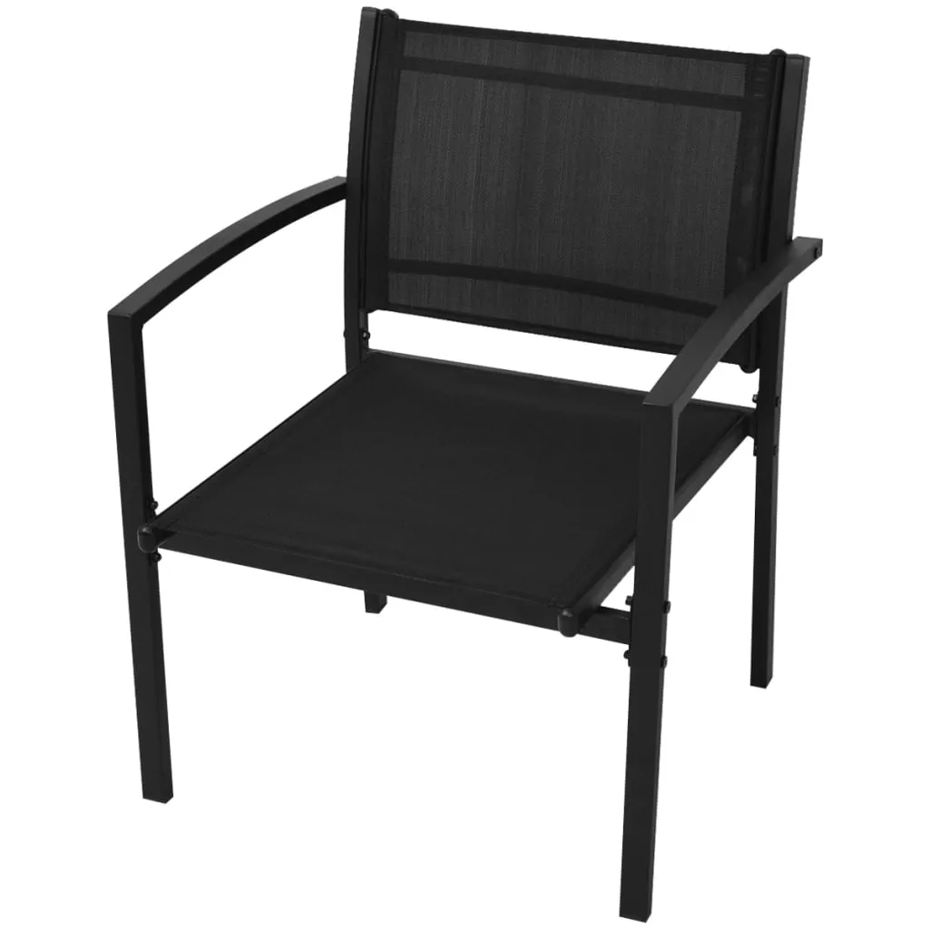 Schwarzes Gartenmöbel-Set Stahlrahmen 110x62x78 cm Bank & Stühle