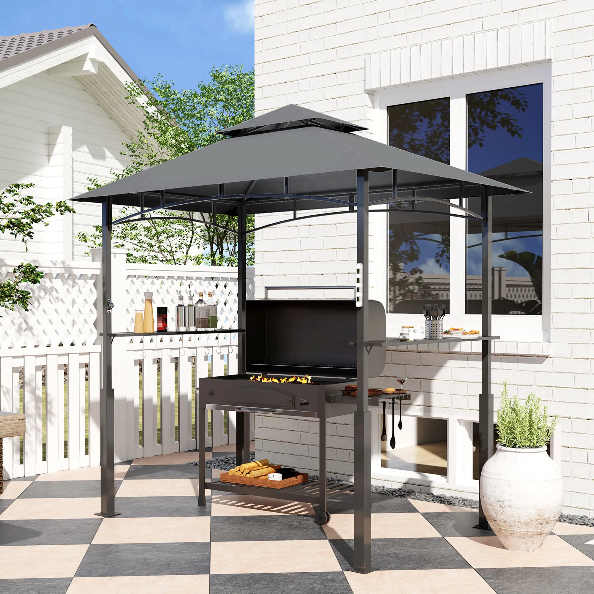 Grillpavillon Dunkelgrau 243L x 148B x 248H cm