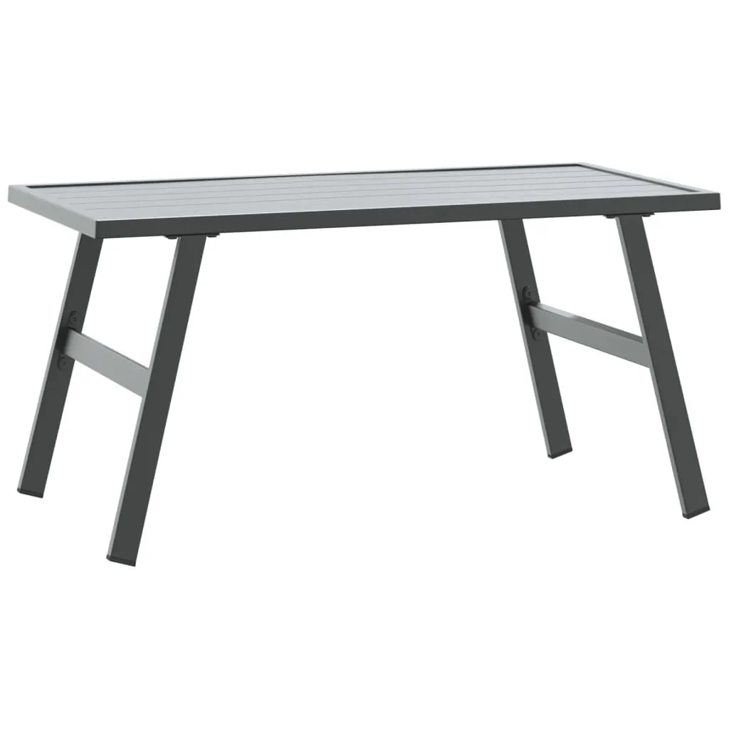Garten-Couchtisch 90 x 45 x 35 cm Schwarz mit pulverbeschichtetem Stahlgestell