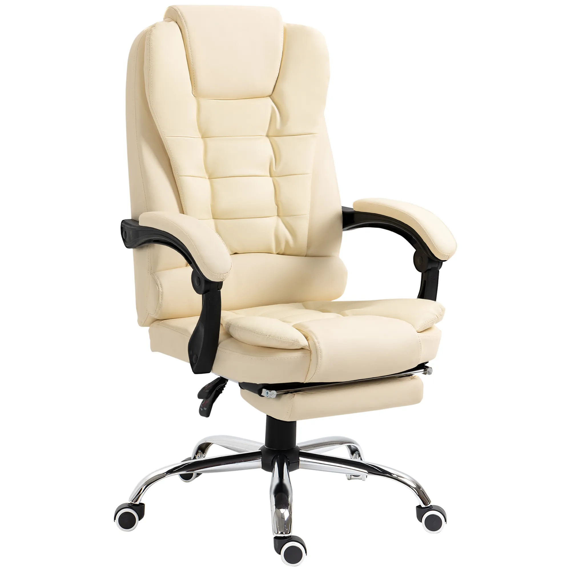 Bürostuhl Creme 64,5L x 69B x 109-117H cm mit Fußstütze