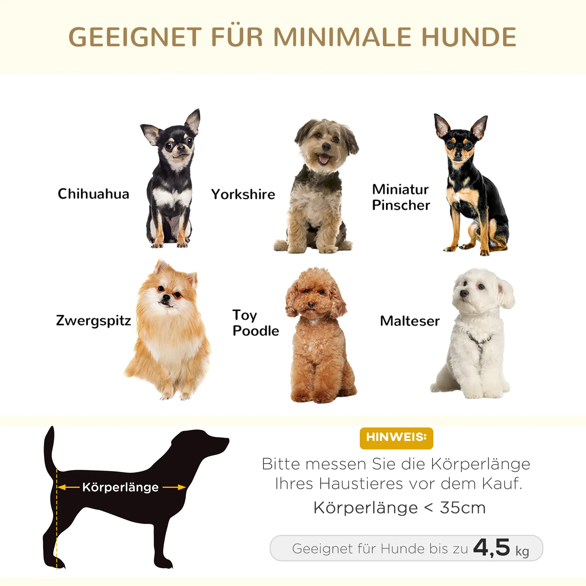 Hundesofa aus Kiefernholz mit Plüsch, 70 x 47 x 30 cm, Cremeweiß