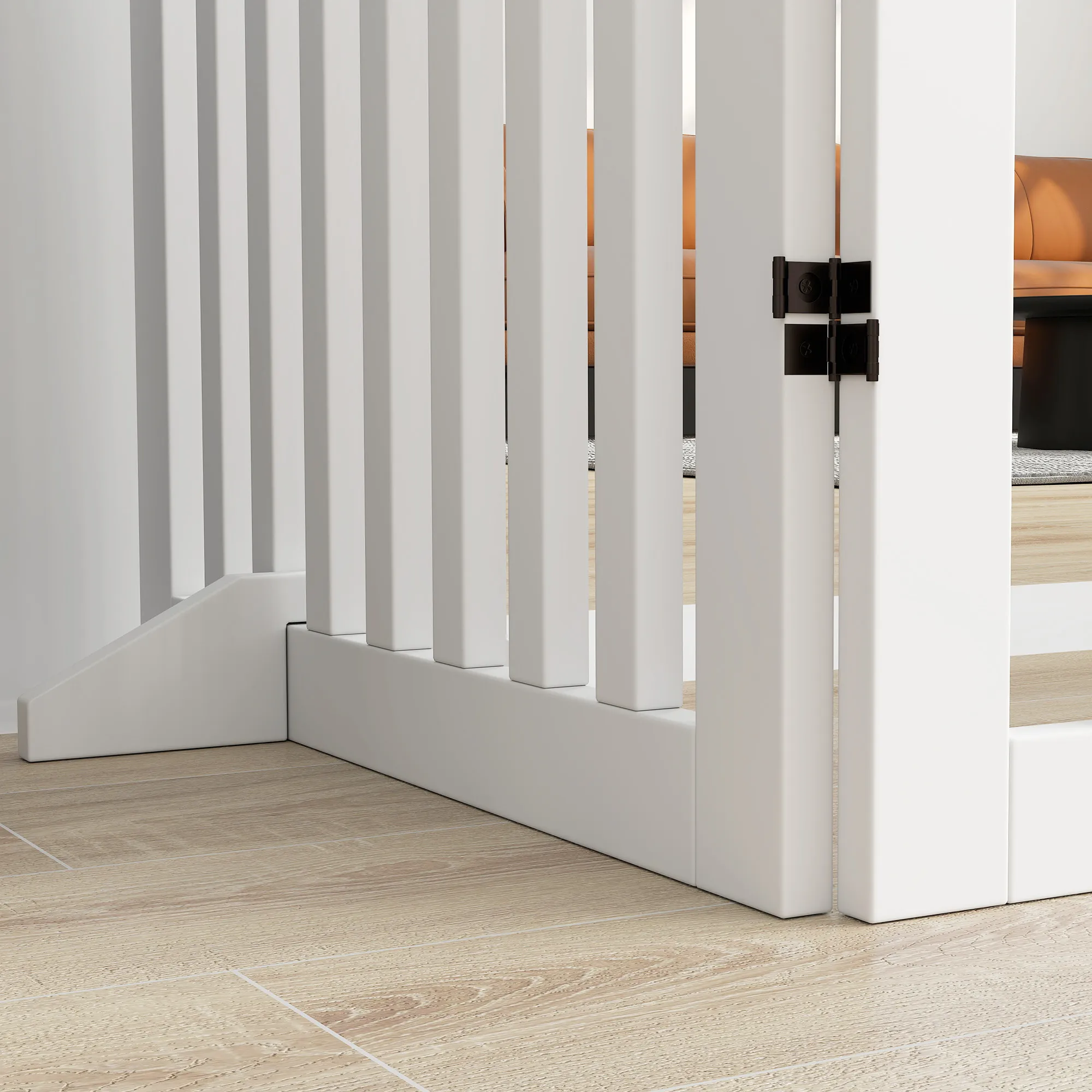 Haustiergitter aus MDF Holz, faltbar, 240x81 cm, Weiß