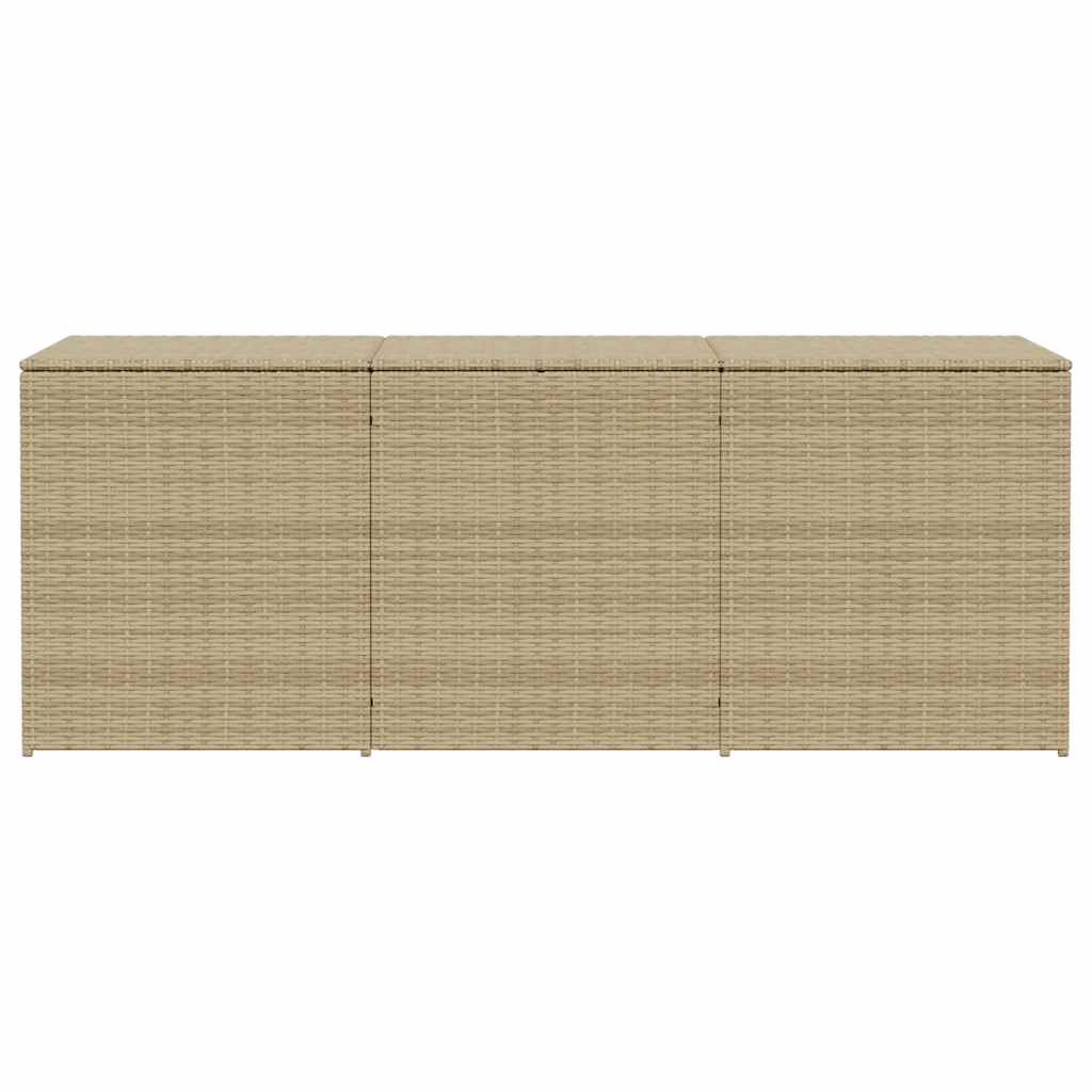 Garten-Truhe aus PE-Rattan und Stahl 180x90x70 cm in Beigemischung