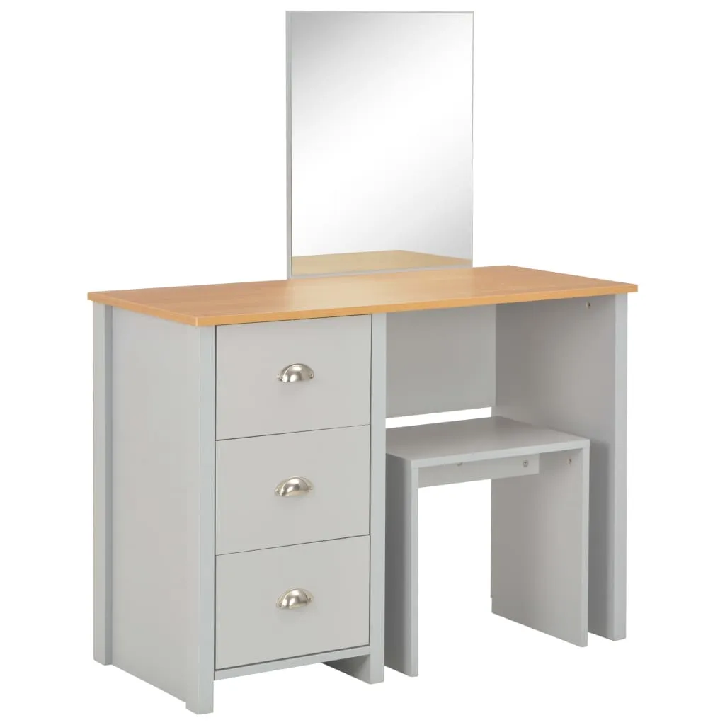 Moderner Schminktisch 104x45x131 cm in Grau und Naturholz