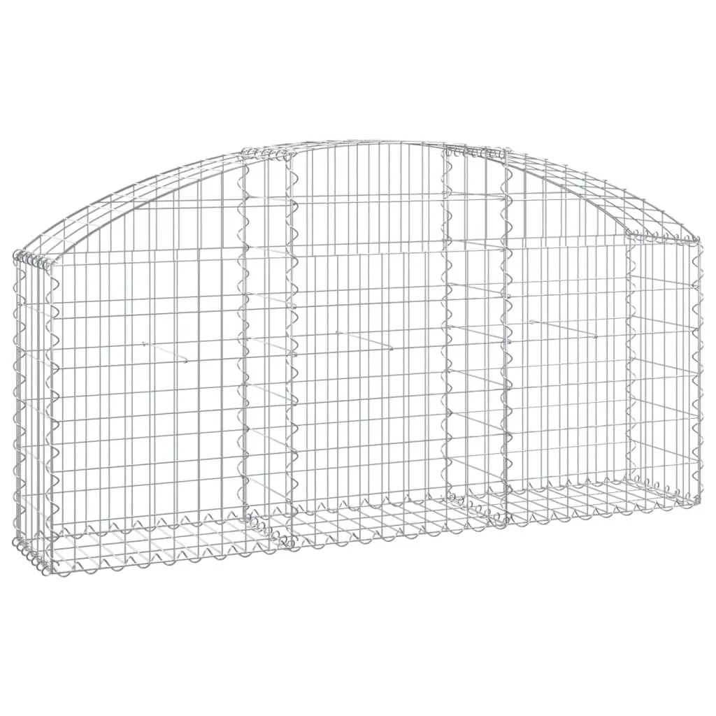 Gabionenwand Hochbogen 150x30x60/80 cm Silber Verzinktes Eisen