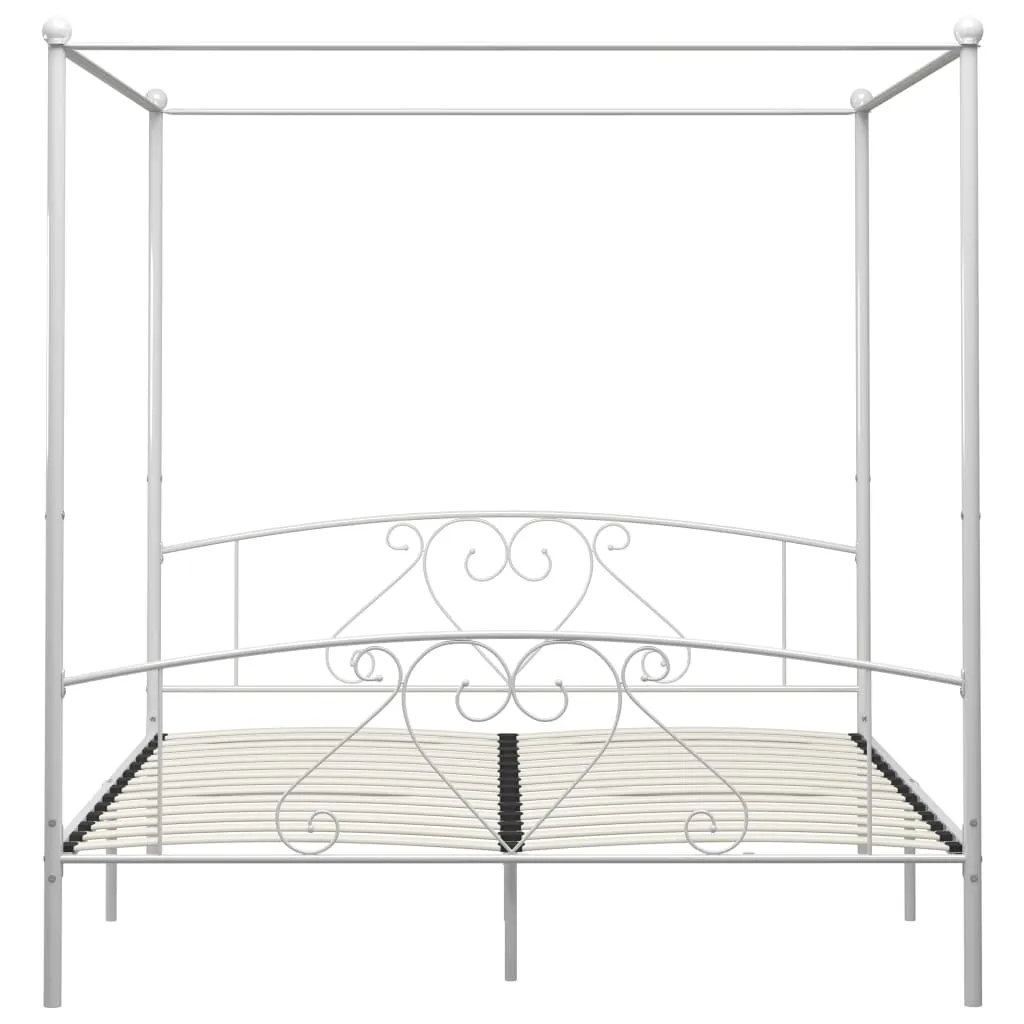 Himmelbett-Gestell Weiß 209x167,5x198 cm Metall