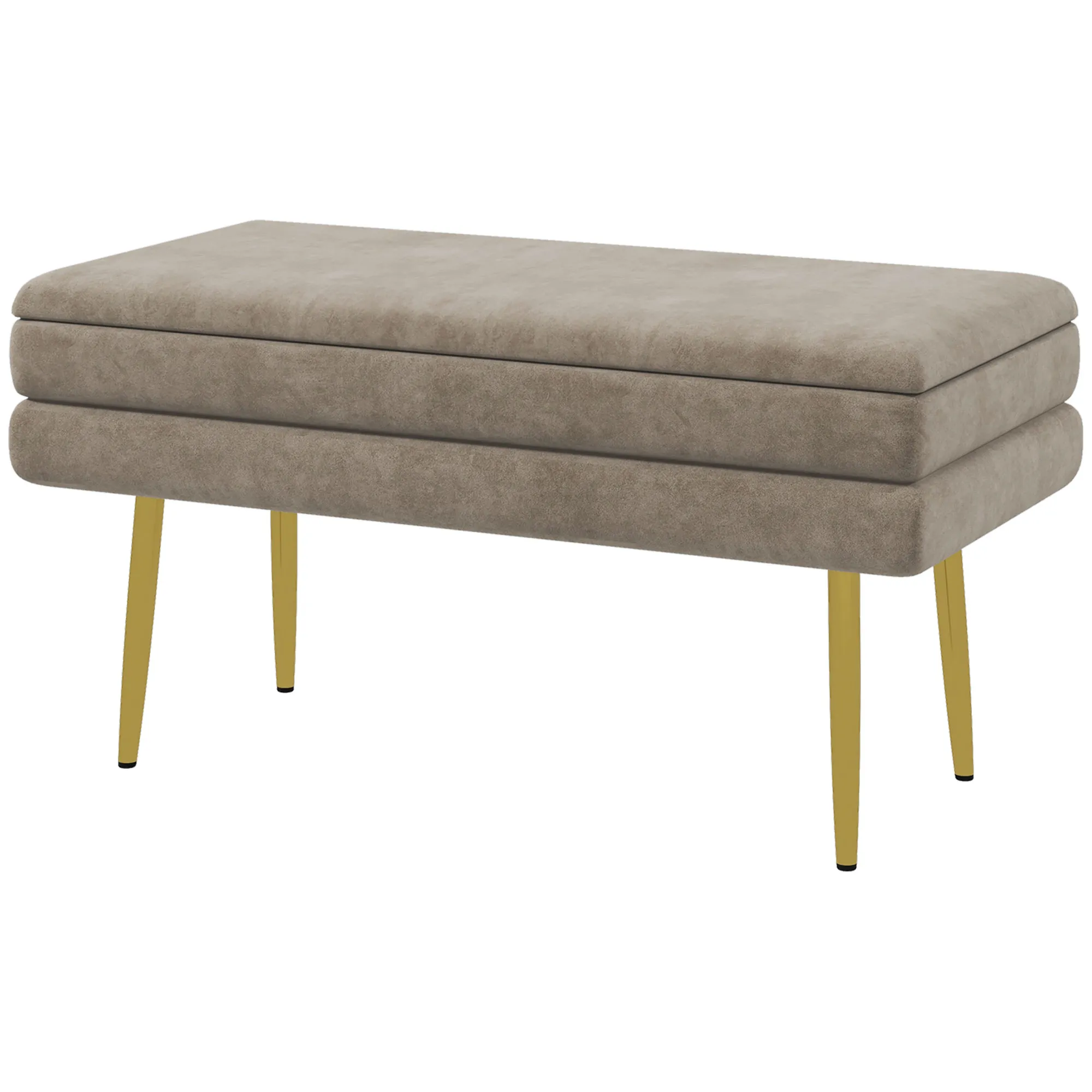 Sitzbank Polsterbank, mit Stauraum, Stahl, 79,5 cm x 37,5 cm x 43 cm, Beige
