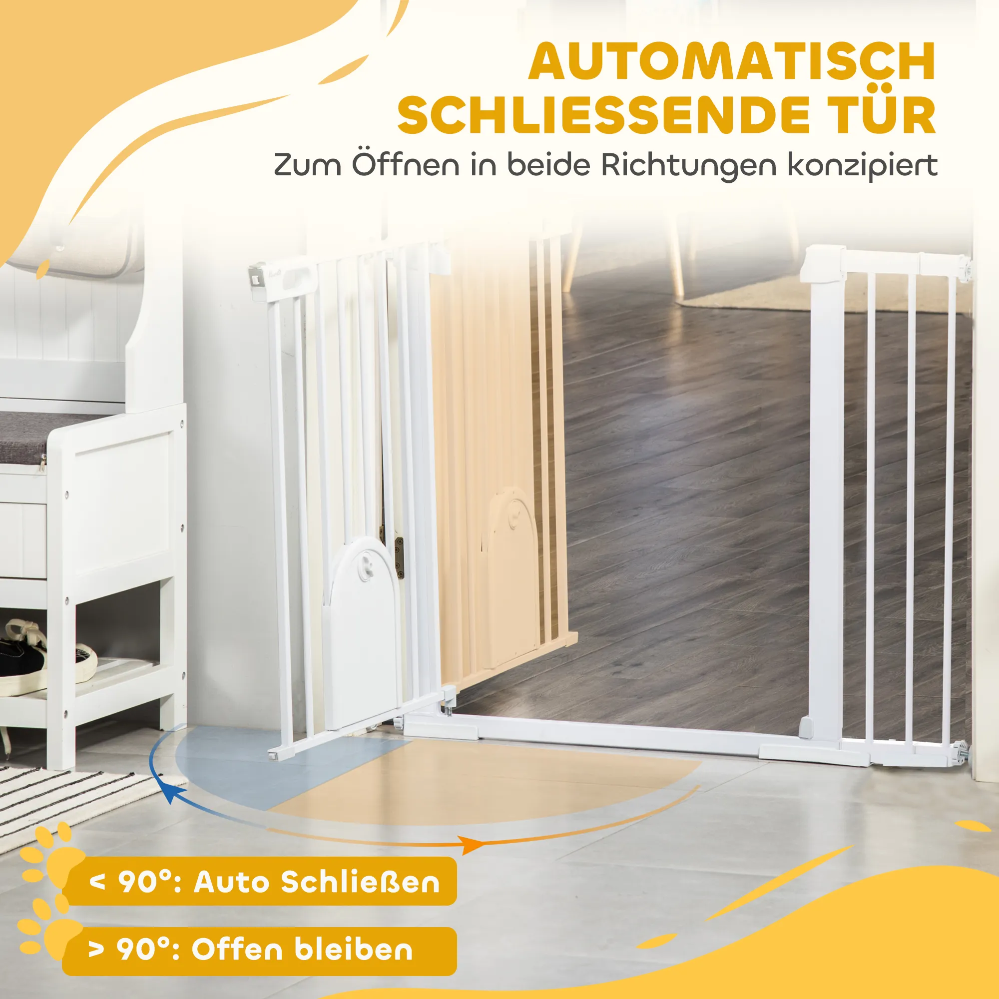 Hunde Absperrgitter Metall Weiß 75-131 x 76 cm mit Klemmbefestigung