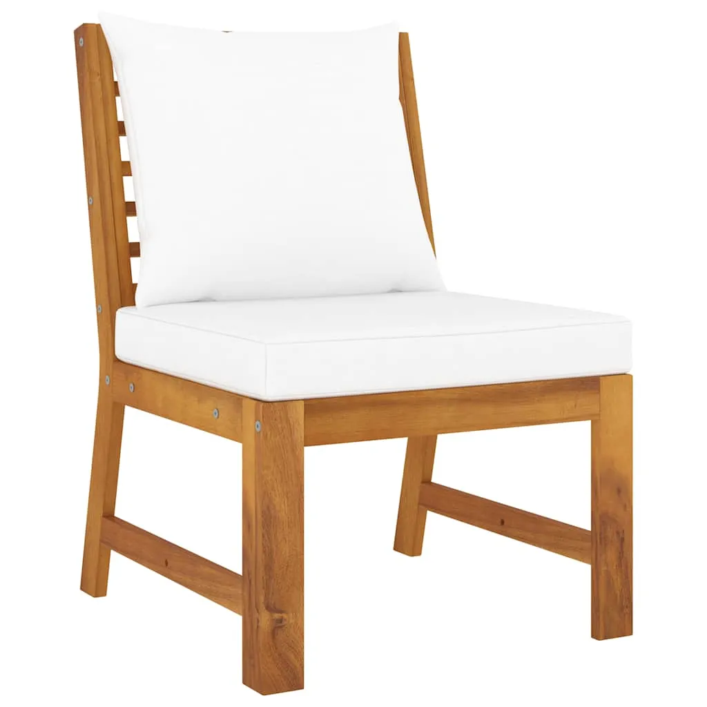 Modulares Mittelsofa aus Echtholz 54x60,5x81 cm Cremeweiß