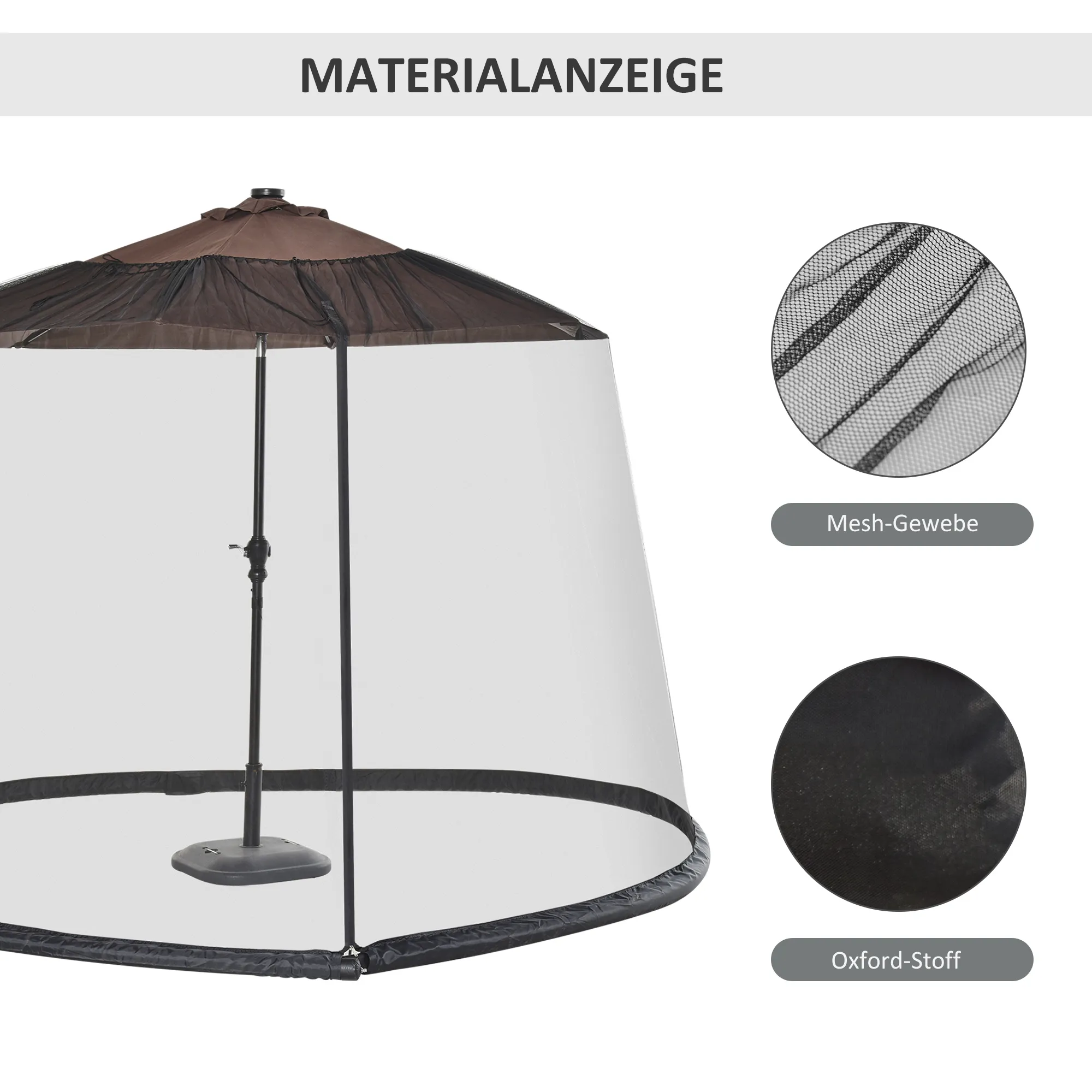 Moskitonetz für Sonnenschirme Ø300 cm Schwarz