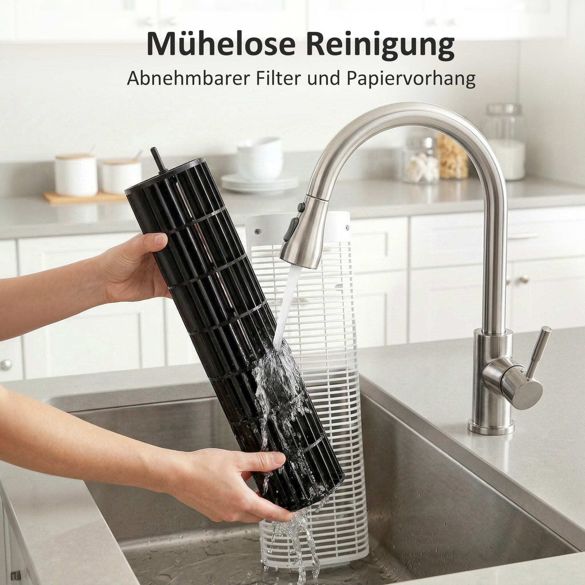 Tragbarer Luftkühler, 3-in-1 Verdunstungs-Luftkühler mit 9-Liter-Wassertank, 48° Oszillation, 3 Geschwindigkeiten, 3 Modi, Weiß