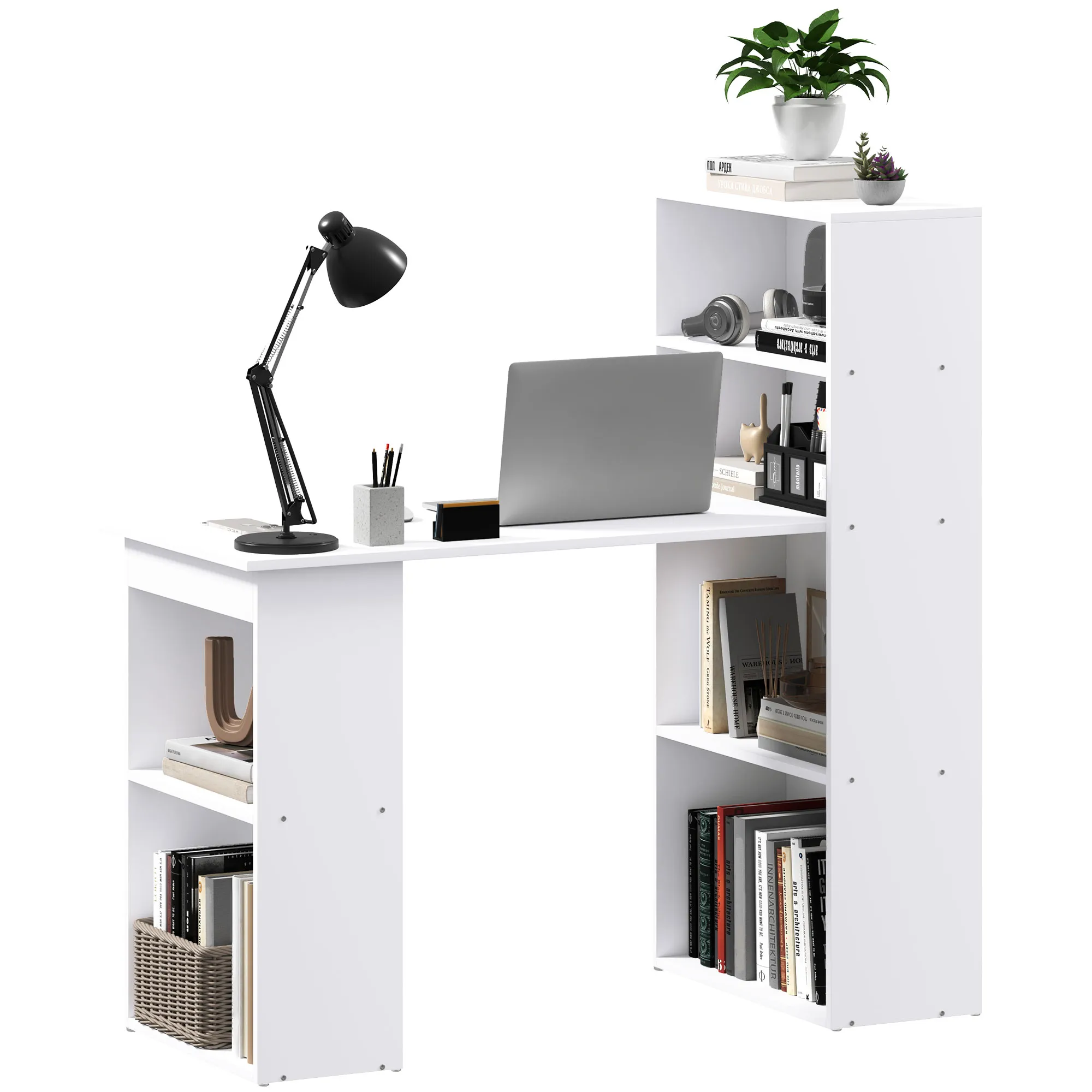 Platzsparender Schreibtisch 120x55x120 cm in Weiß