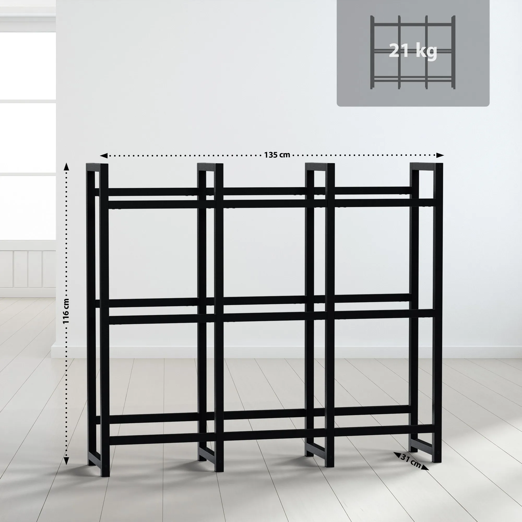 Getränkekistenständer Stack 135x31x116 cm schwarz