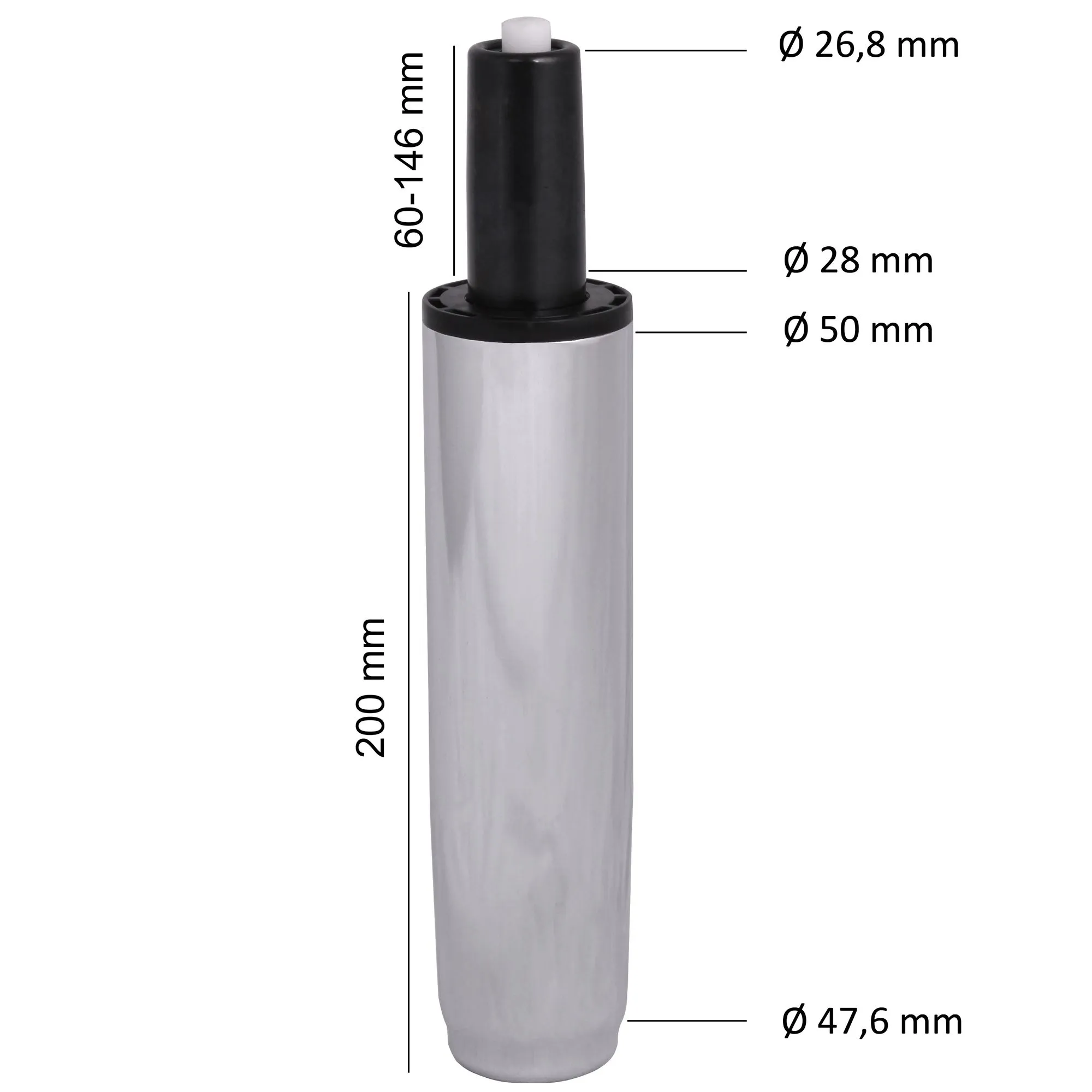 tinkaro Gasdruckfeder Bürostuhl GASDRUCKDÄMPFER GASFEDER 195mm / 50mm Chrom