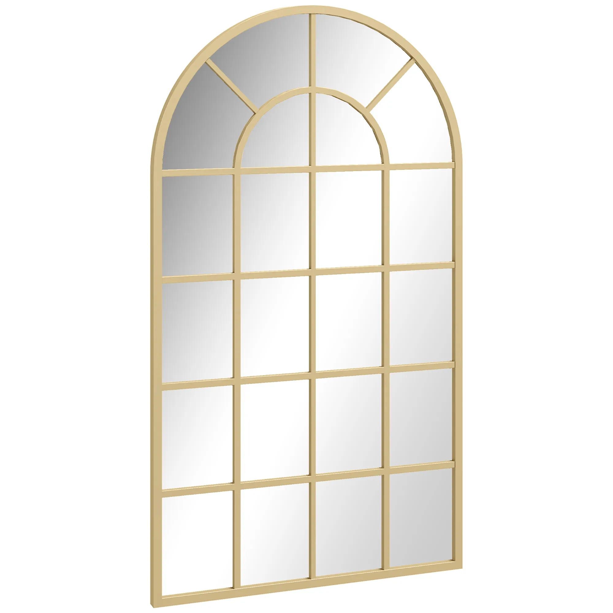Wandspiegel, Fenster-Design, Flurspiegel, Metallrahmen, 110 x 65 cm, Gold