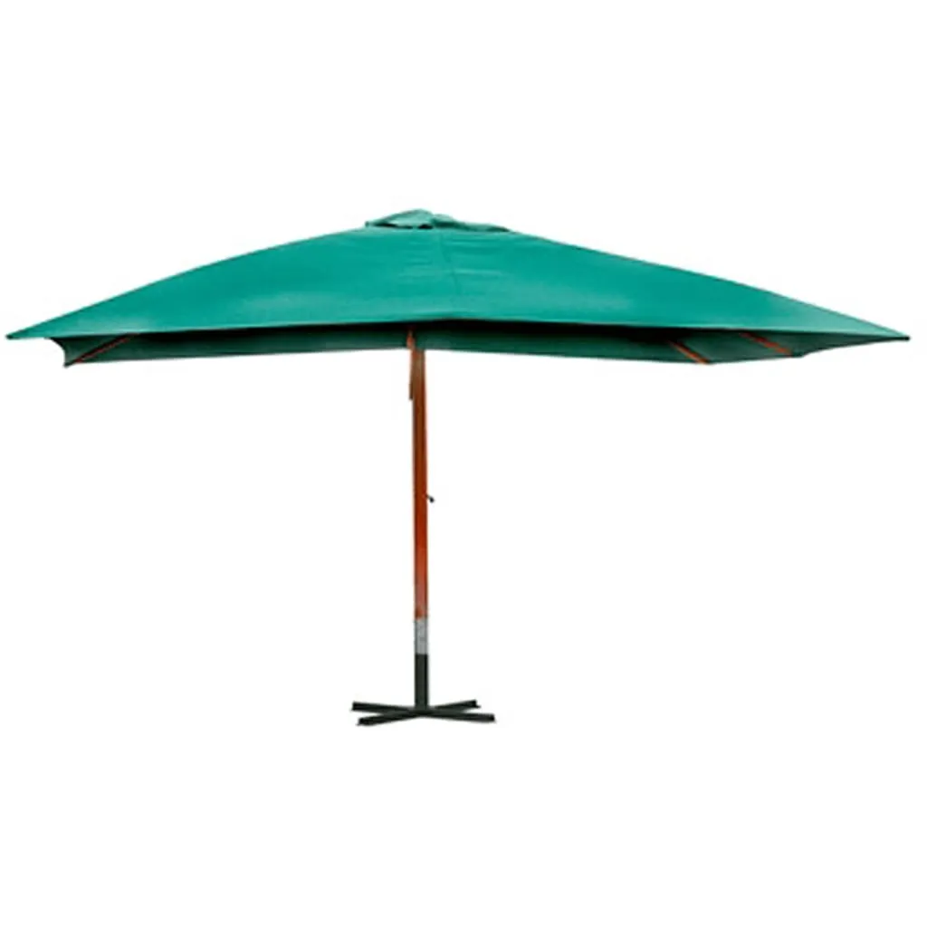 Grüner Sonnenschirm 3 x 4 Meter mit Hartholz-Mast