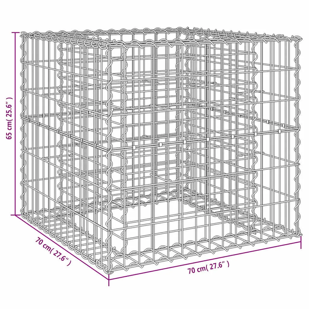 Gabionenkorb Pflanzkasten 70x70x65 cm silbern verzinktes Eisen