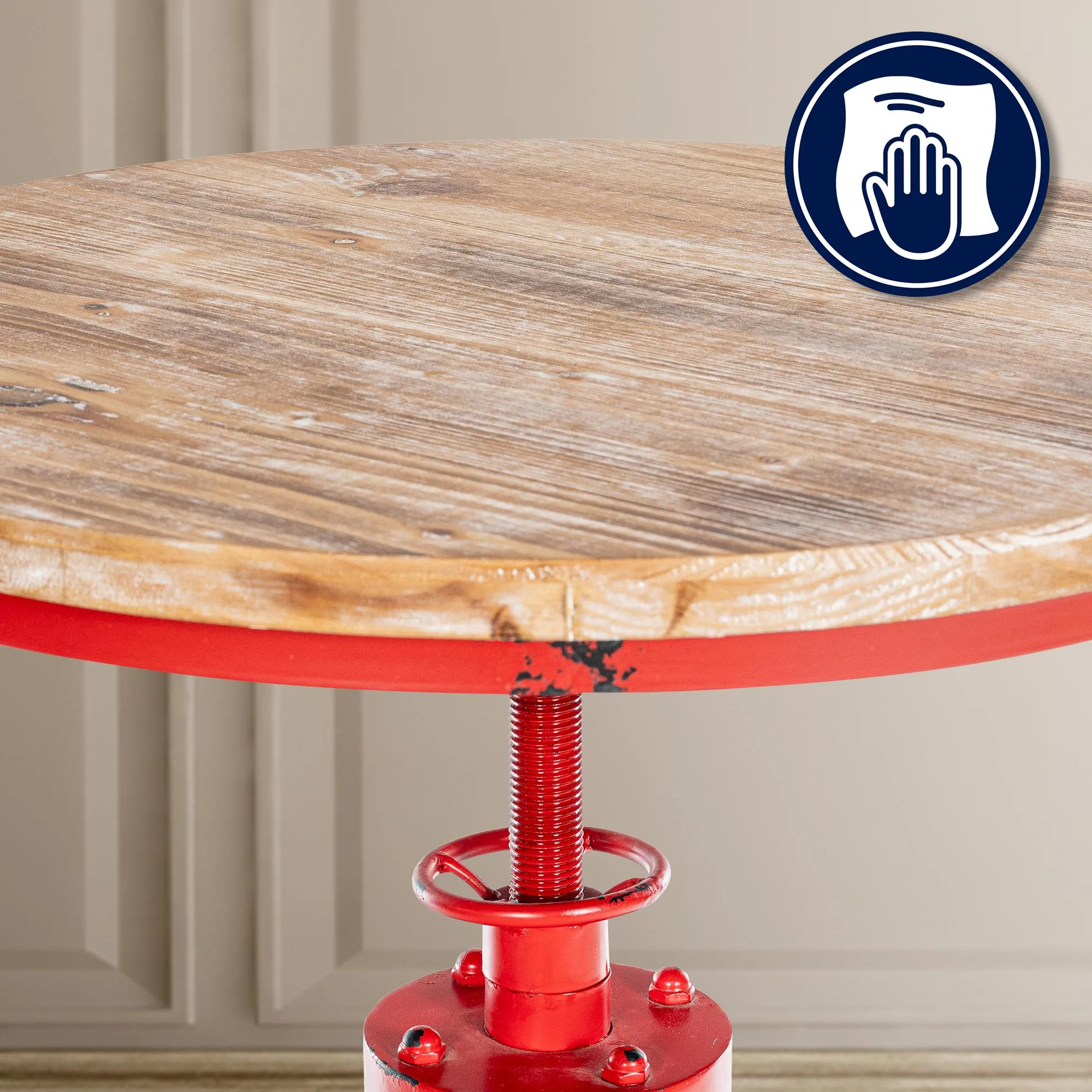 Stehtisch Ruhr Massivholz Metall 54x91-108 cm rot