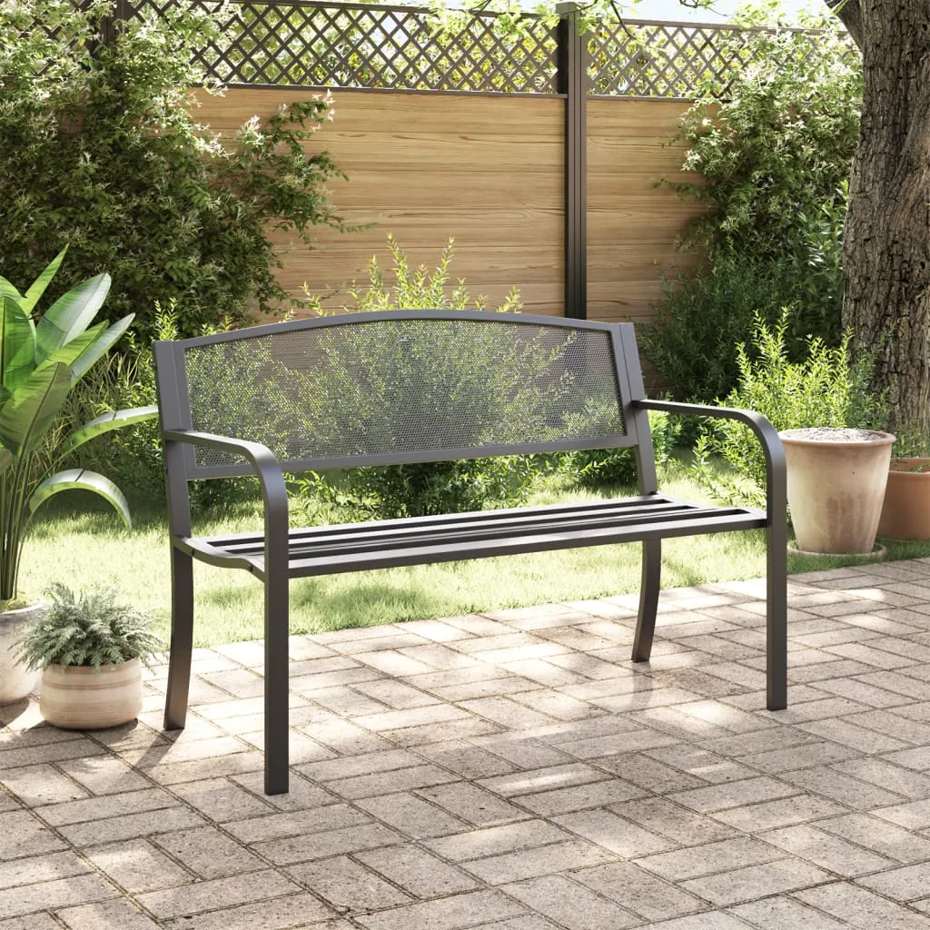 Gartenbank aus pulverbeschichtetem Stahl 119x52x82 cm Schwarz