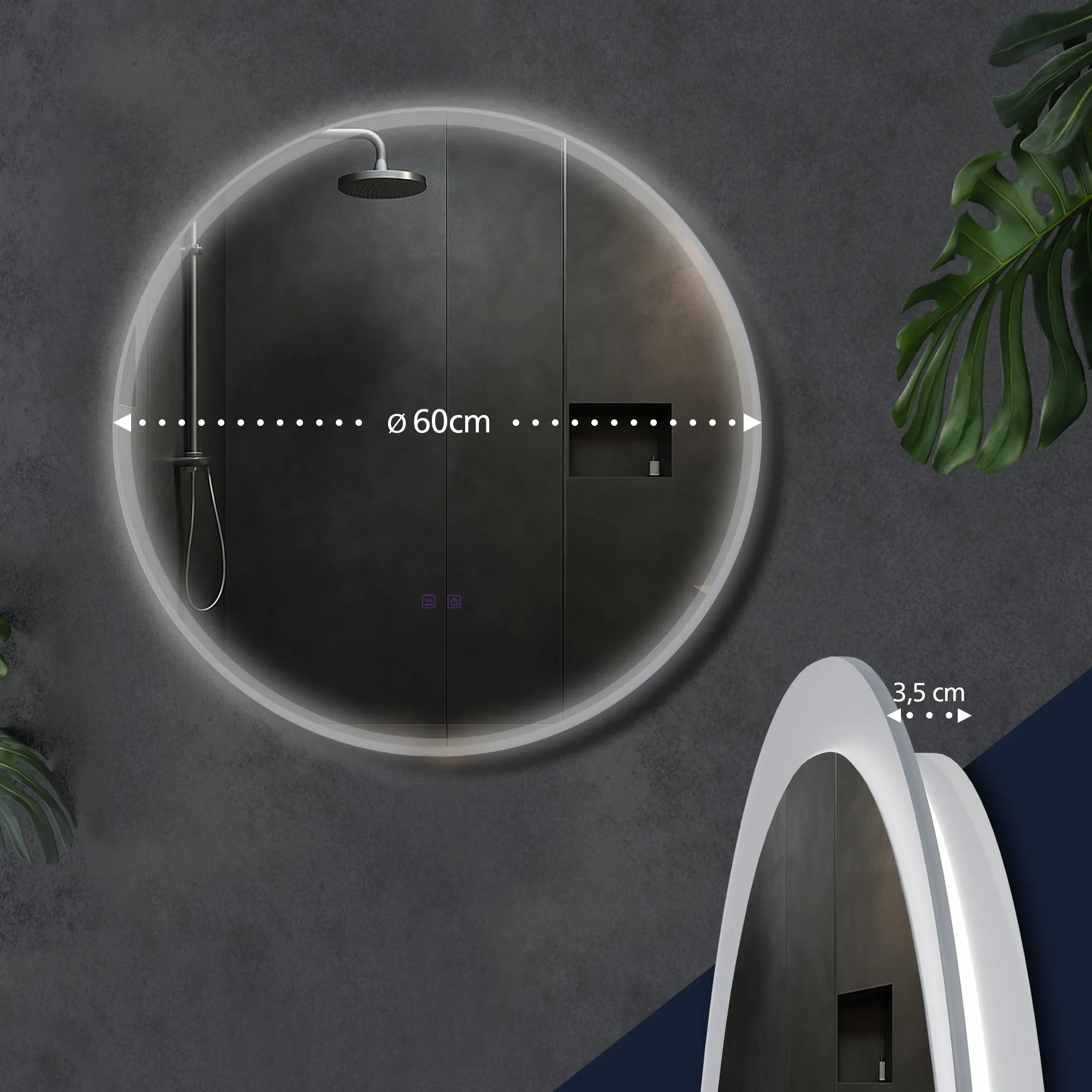 Badspiegel Laconia Bluetooth LED 60x60 klarglas