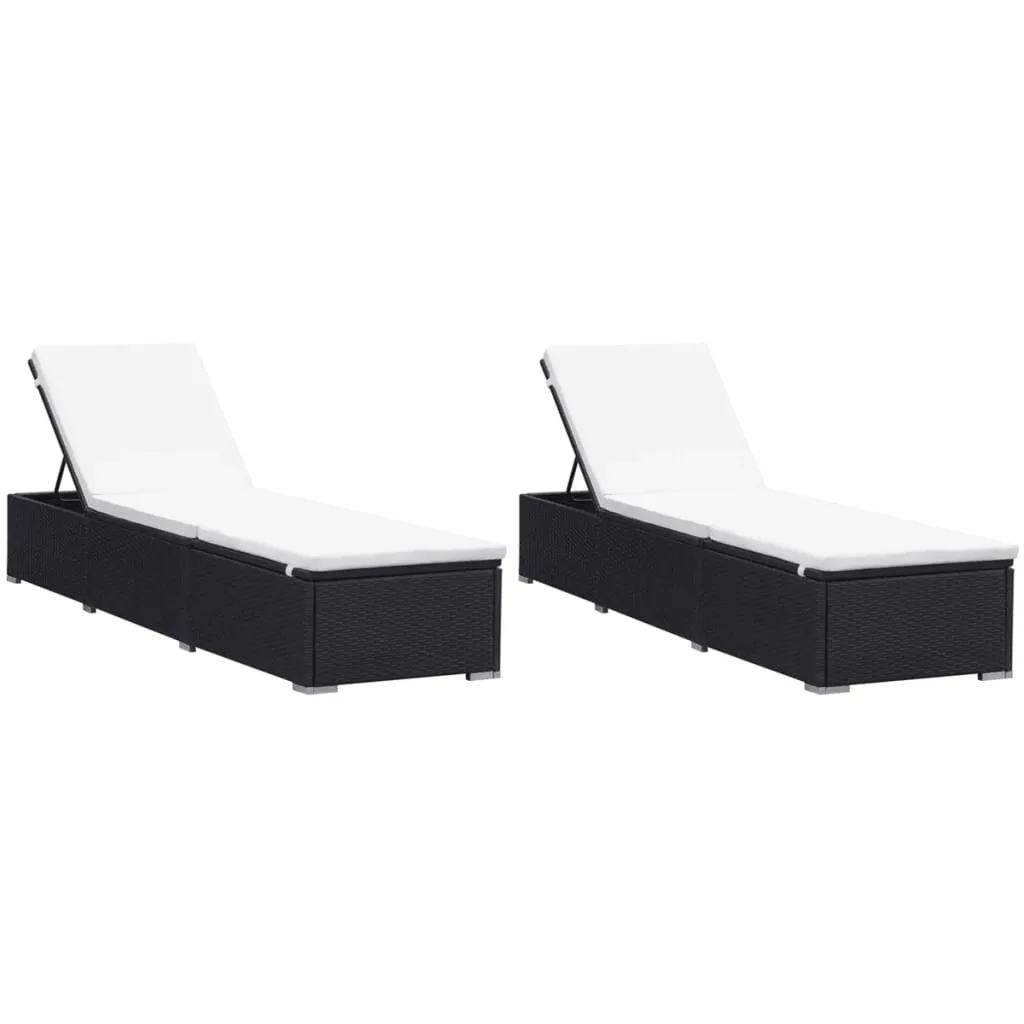 Poly-Rattan Sonnenliege 195x60x31 cm Schwarz und Cremeweiß