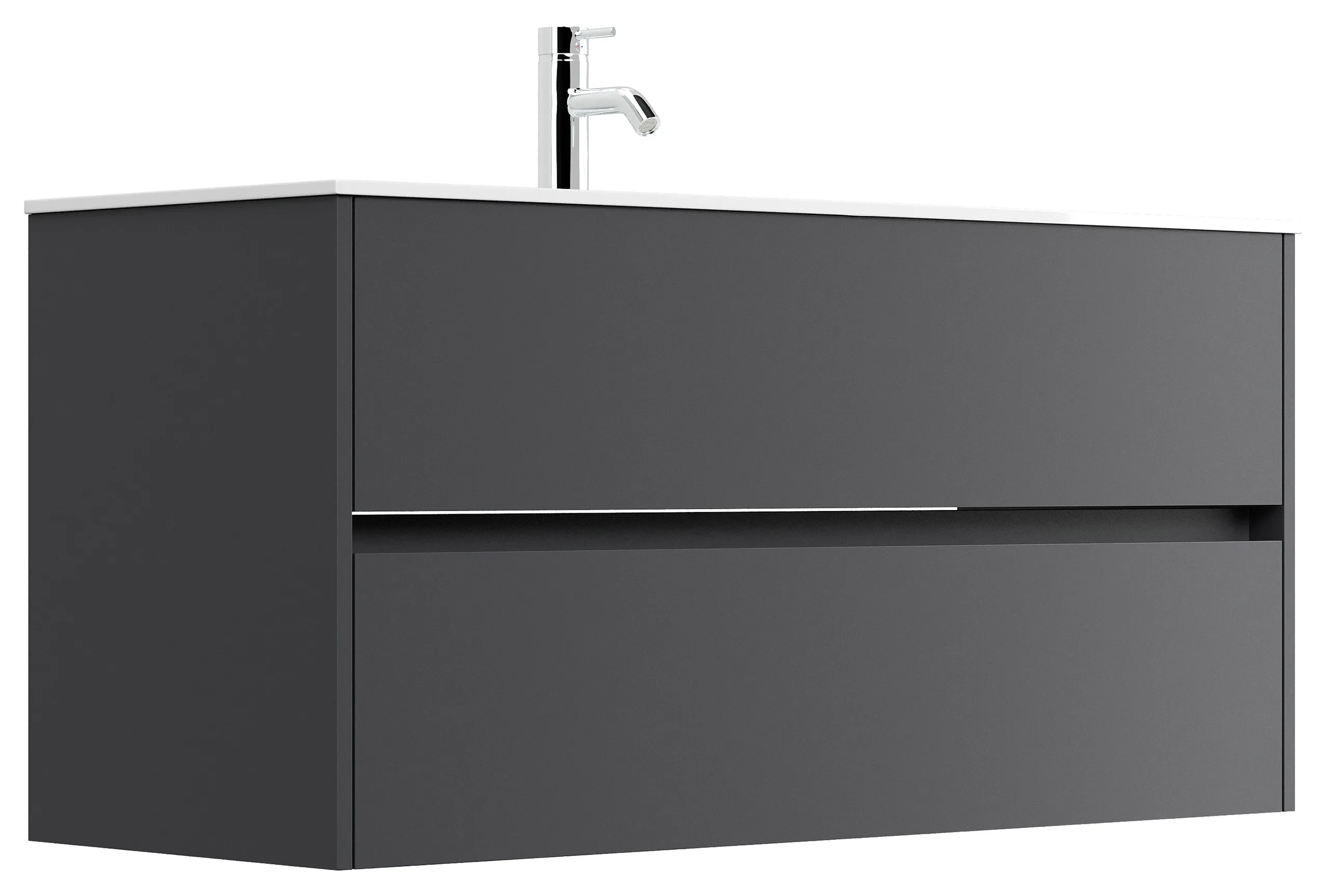 Badmöbel Limes & Waschtisch 120 cm 2 Greifraum SoftClose Auszüge Grafit